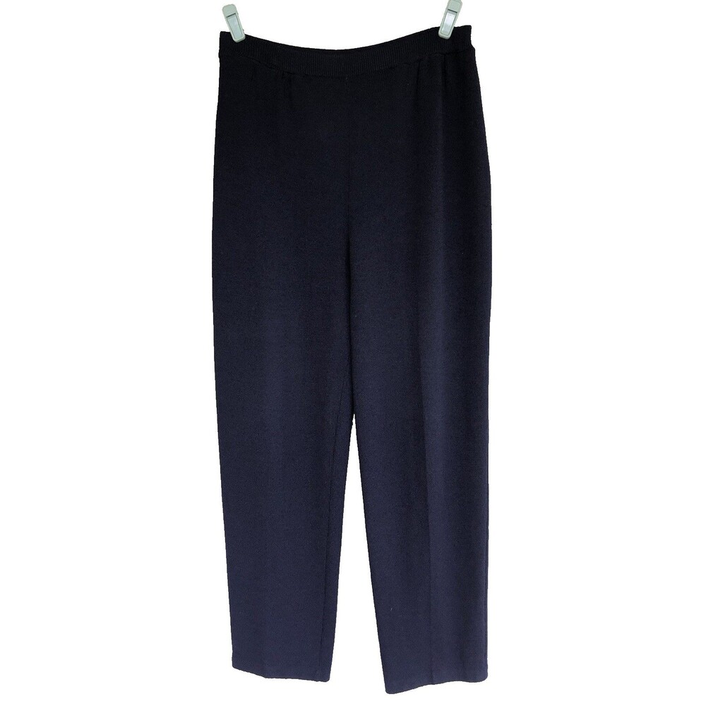VTG St. John Basics Santana Knit Pants Womens 10 Navy Wool Pull On Preppy